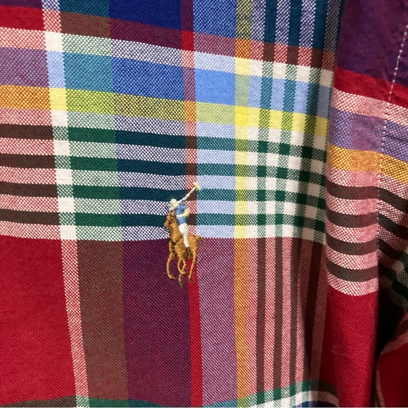 Ralph Lauren Size M Multicolor Plaid Checkered Classic Fit Polo Shirt Top - Picture 4 of 7